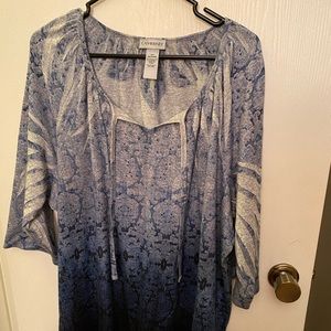 Catherine’s 3/4 Sleeve Blue Ombré Shirt with Sparkle!
